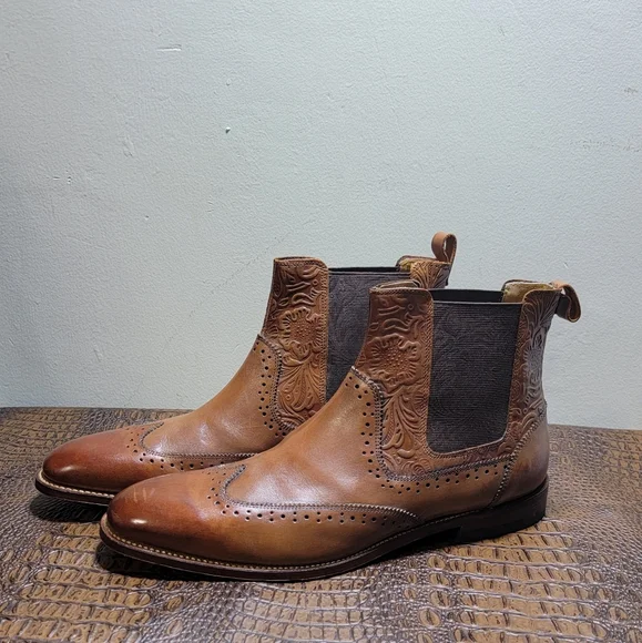 STACY ADAMS M2 WINGTIP CHELSEA BOOTS (SIZE 11) - Picture 1 of 15